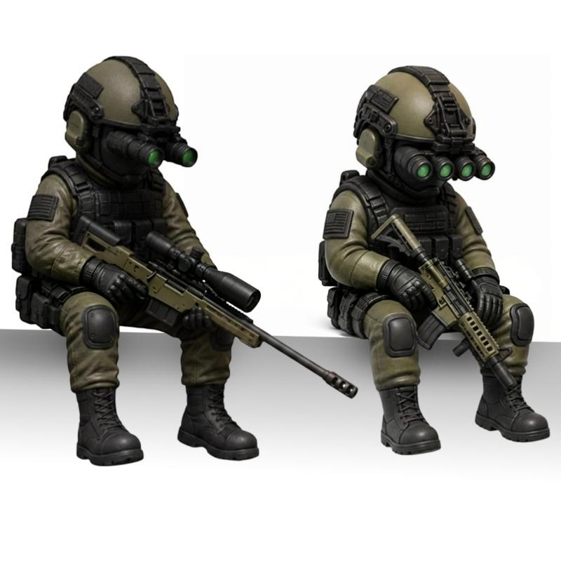 Action Soldiers with Weapons Statue Martial Desktop Decorations Collectible Home Decors Tactically Mini Soldier Figurine
