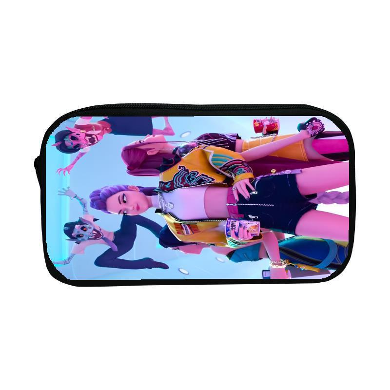 1 Piece Boy Girl Retro Large Capacity Pencil Pouch Kpop Demon Hunters Zipper Pencil Case School Stationery Storage Bag