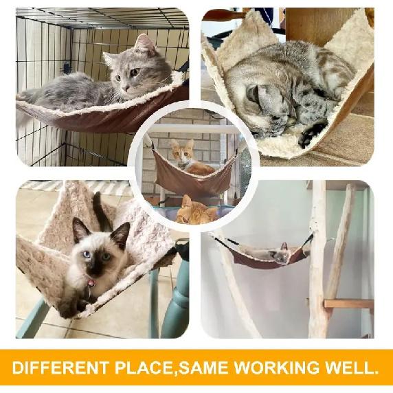 Cat Hammock Bed, Medium Reversible Pet Cage Hammock Hanging Soft Cat Bed for Kitten Ferret Puppy or Small Pet