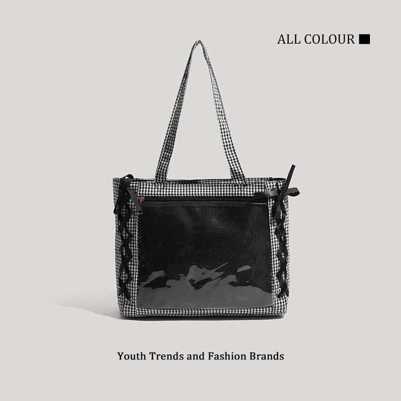 

Tote bag two-dimensional girl ribbon large-capacity commuter shoulder bag