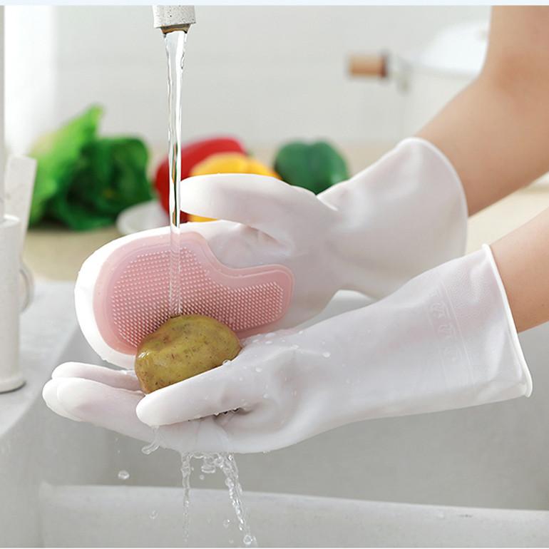 Бытовые моющие латексные водонепроницаемые перчатки для мытья посуды — фото 5