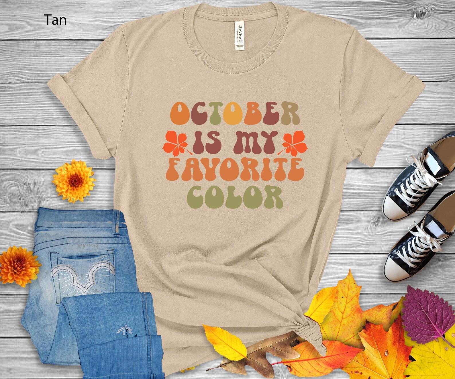 October is My Favorite Color T-Shirt | Retro Fall Season Tee M