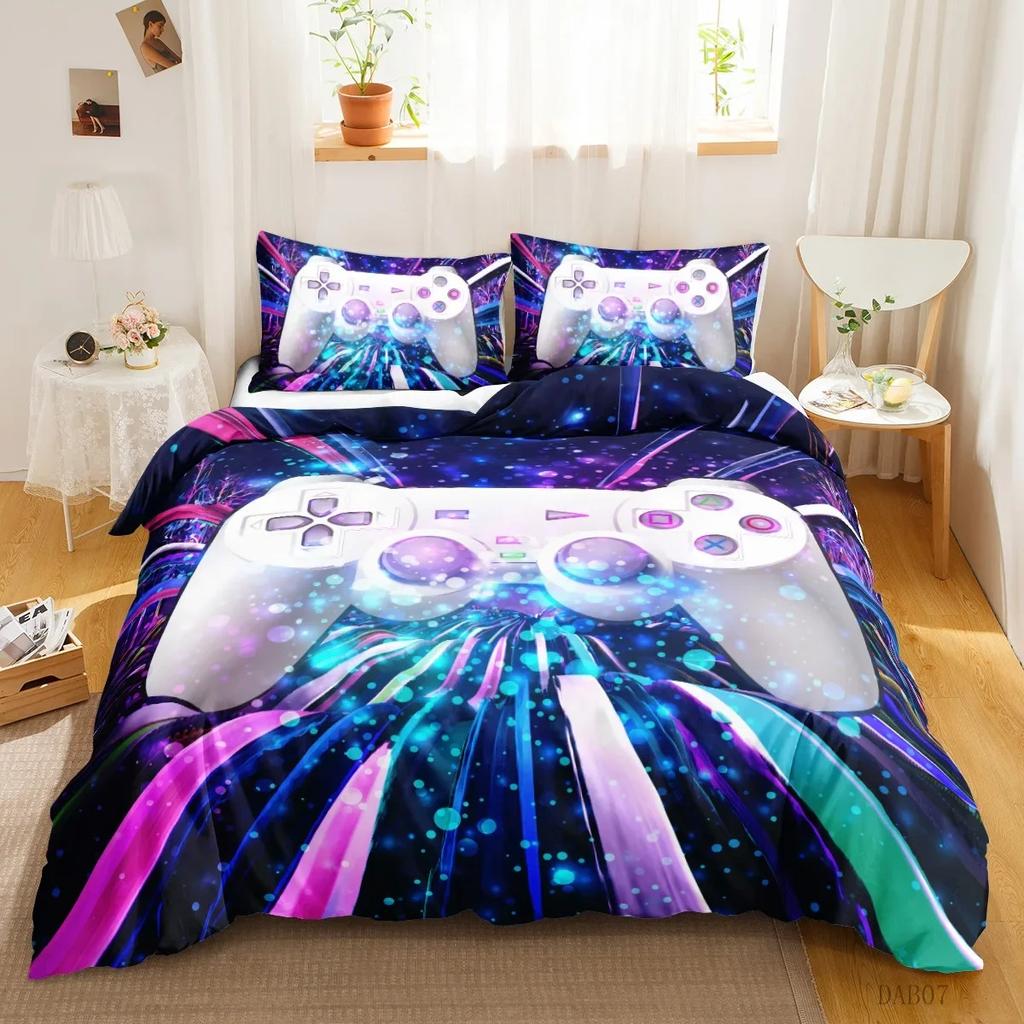 Nastolatki Gry Wideo Kołdra Poszwa na Kołdrę King Zestaw Pościeli z Kontrolerem Gamepada Młodzieżowy Zestaw Pościeli do Gry Pokrowiec na Kołdrę 3D Poliester