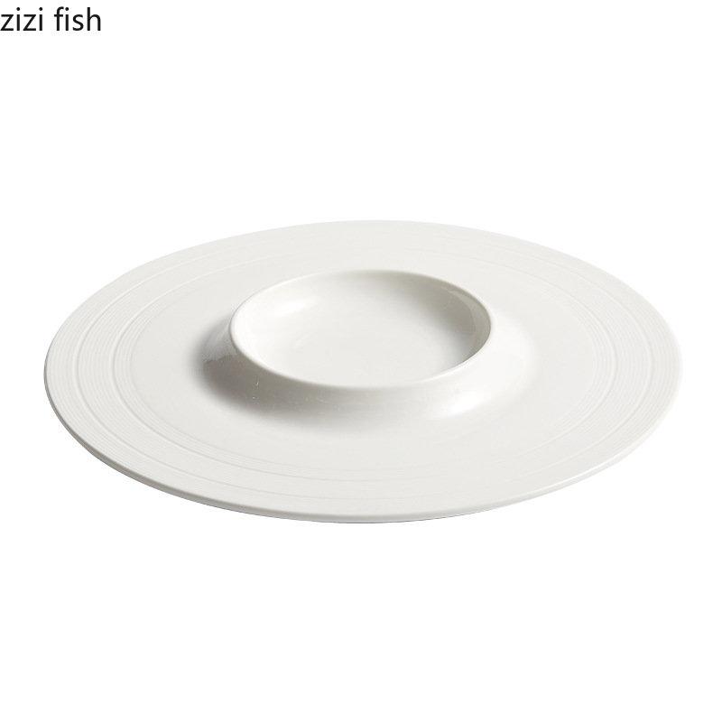 Line Pattern Ceramic Plate Creative Dessert Sushi Dish Snack Plate Molecular Cuisine Display Plate Artistic Conception Tableware