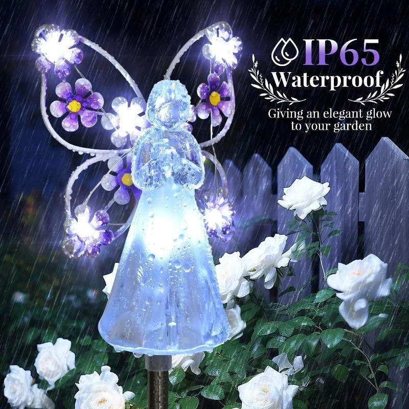 Solar Garden Light Angel Solar Landscape Decorative Light Outdoor Waterproof Solar Pathway Lights Lawn Yard Sympathy Gift