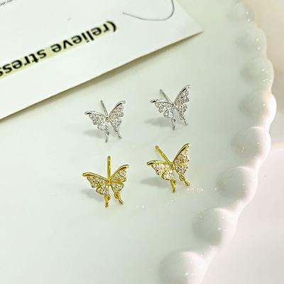 Schmetterlingsohrringe mit Diamanten, leichte, luxuriöse, exquisite High-End-Ohrringe, modische und vielseitige Alltagsohrringe für Frauen