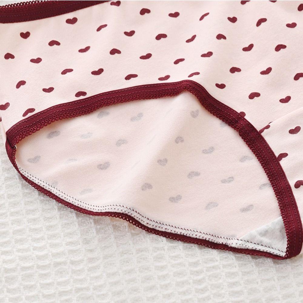 5PCS Bowknot Love Heart Panties Low Waist Women Underwear Sweet Strawberry Briefs  Girls