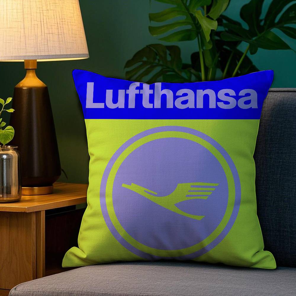 

D-Deutsche L-Lufthansa Pillow Case Anti-dustmite Pillowcase Invisible Zipper Silky Sofa Cushion Cover 12x12Inch