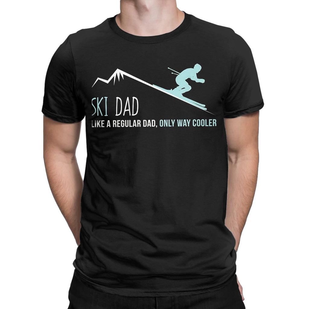 Ski Dad Funny Cute Winter Skiing TShirt Beach  100 Cotton T Shirts For Mens Fashion Design Shirt ShortSleeved Y2K Fun Top Tees