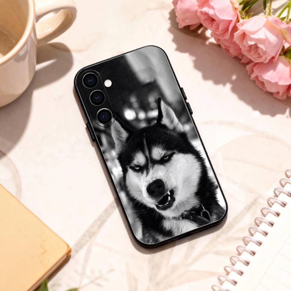 Cute Siberian Husky Dog phone Case For Samsung Galaxy A73,A72,A71,A70,A53,A52,A51,Others Soft Black Shell
