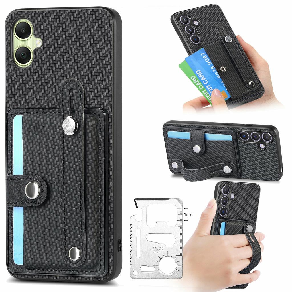 For Samsung Galaxy A06 4G Case Wristband Anti-Drop Leather Back Cover Card Holder