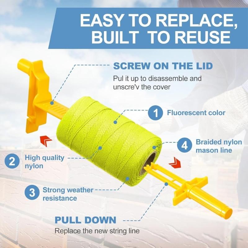 Precisions String Line Braided Construction Nylon Twine for Work Gardening Outdoor Surveying 3 Rolls Line String A0KF