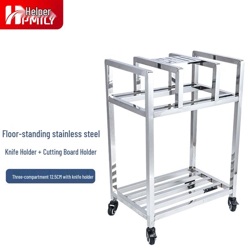 

HPMILY Thickened Stainless Steel 3-Slot Chopping Board Rack with Knife Holder