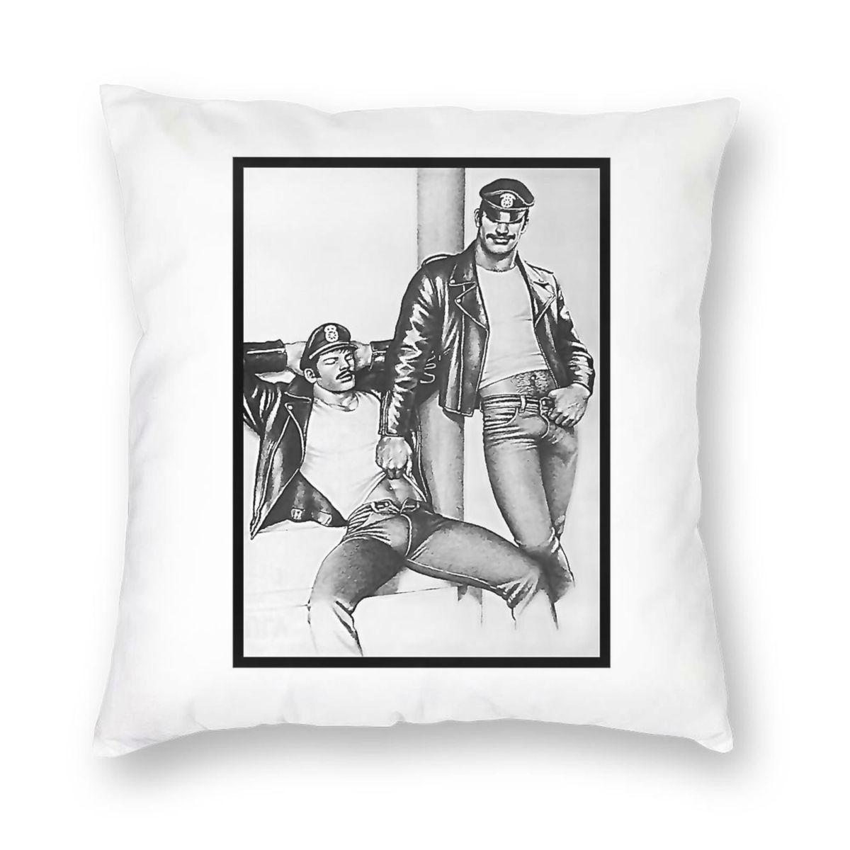 

Tom Of Finland Игривый Дуэт Квадратная Наволочка Полиэстер Лен Бархат Креативная Молния Декоративная Домашняя Наволочка 12x12Inch