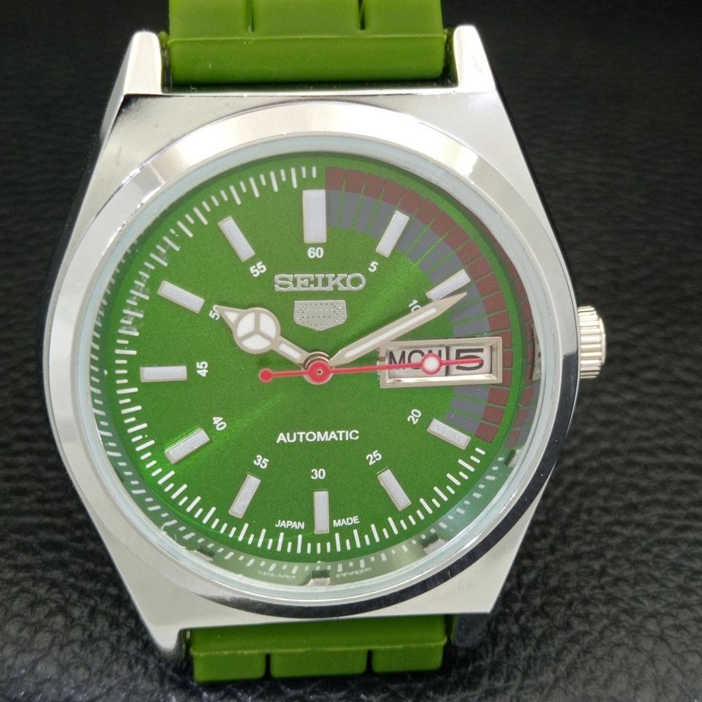 JAPAN VINTAGE REFURBISHED SEIKO 5 AUTOMATIC 6309A MENS GREEN WATCH a440779-4 Sk-a440779