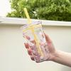 450ML Straw Cup Transparent Water Cup Cute Water Bottle  Home Office