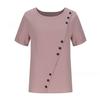 Temperament Casual Round Neck Top Cotton and Linen Button Up Women’s Blouses & Shirts