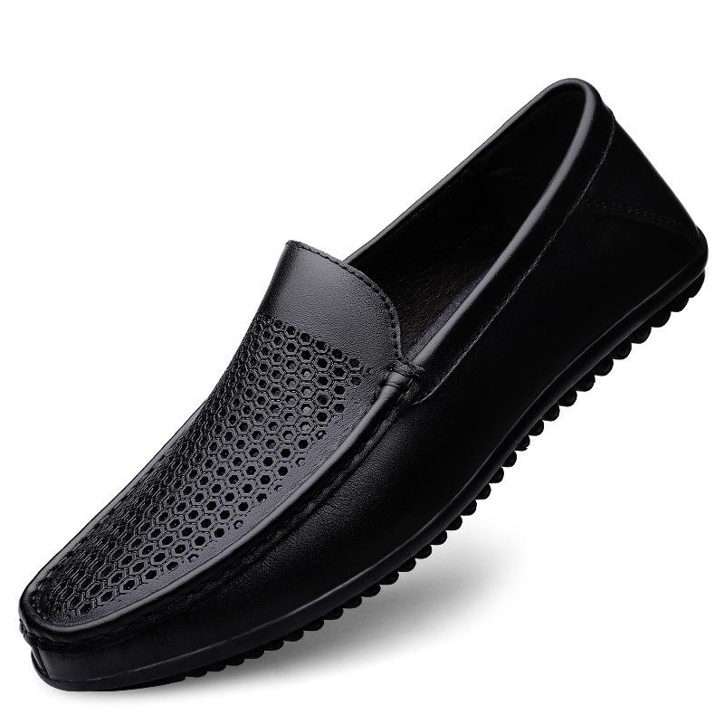 Men's Large-Size Leather Moccasins Slip-On Casual Loafers for Spring/Summer Fashion