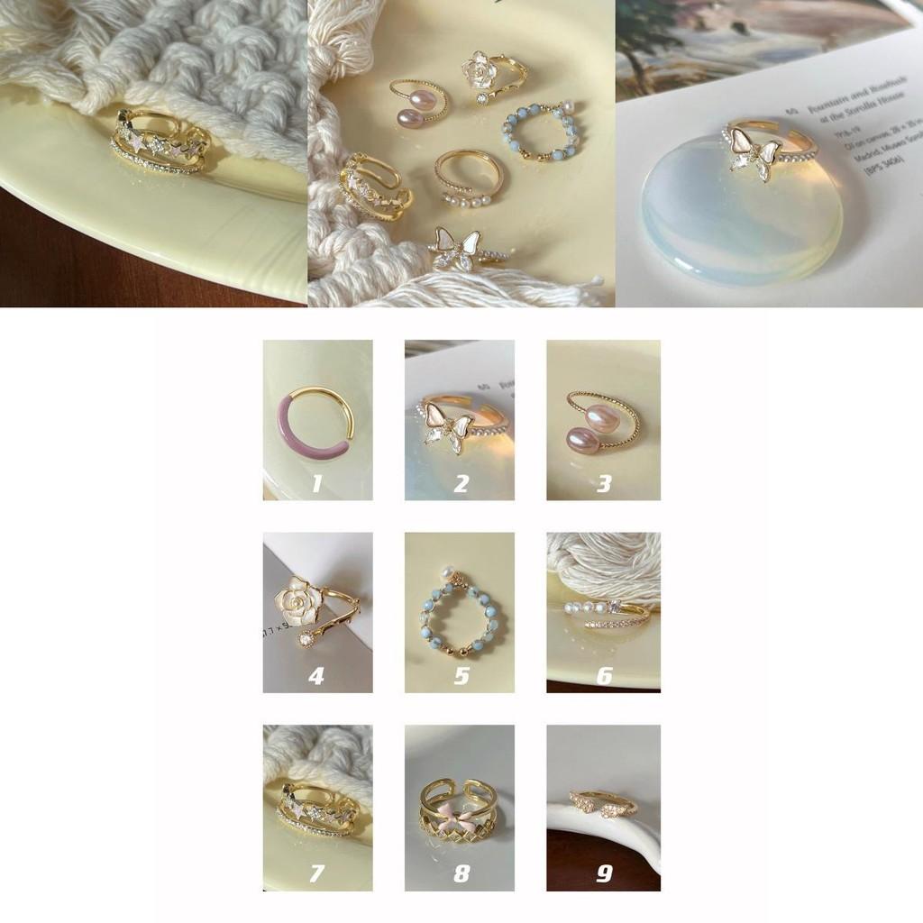 Chic French Style Butterfly Camellia Pearl Ring For Women With Unique Fashionable Appeal And Adjustable Fit