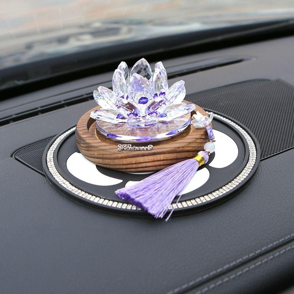 Chinese Style Car Center Console Ornament Realistic Crystal Lotus Decoration  Living Room