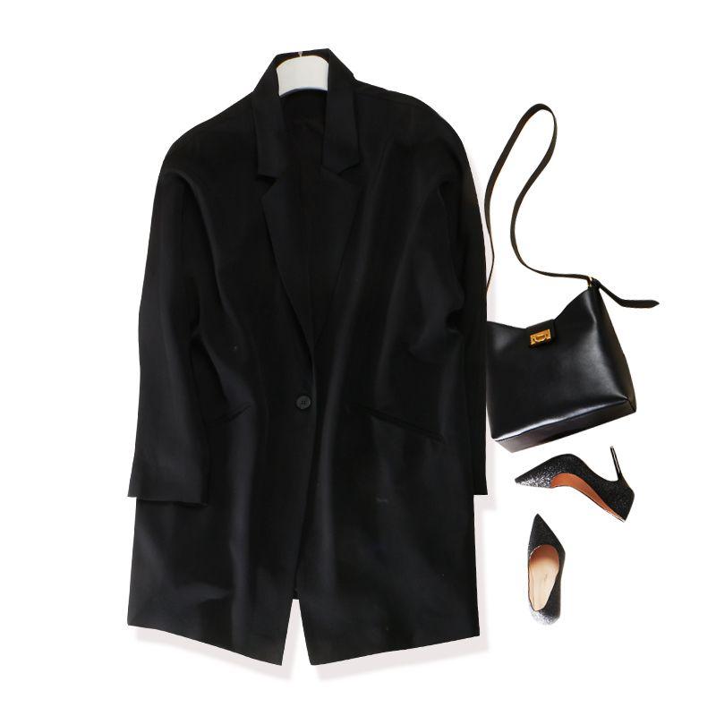 

Yuan Pursuit of Quality Shoulder Sleeve Silk Mid-Length Satin Black L(Recommend around 60.00kg)