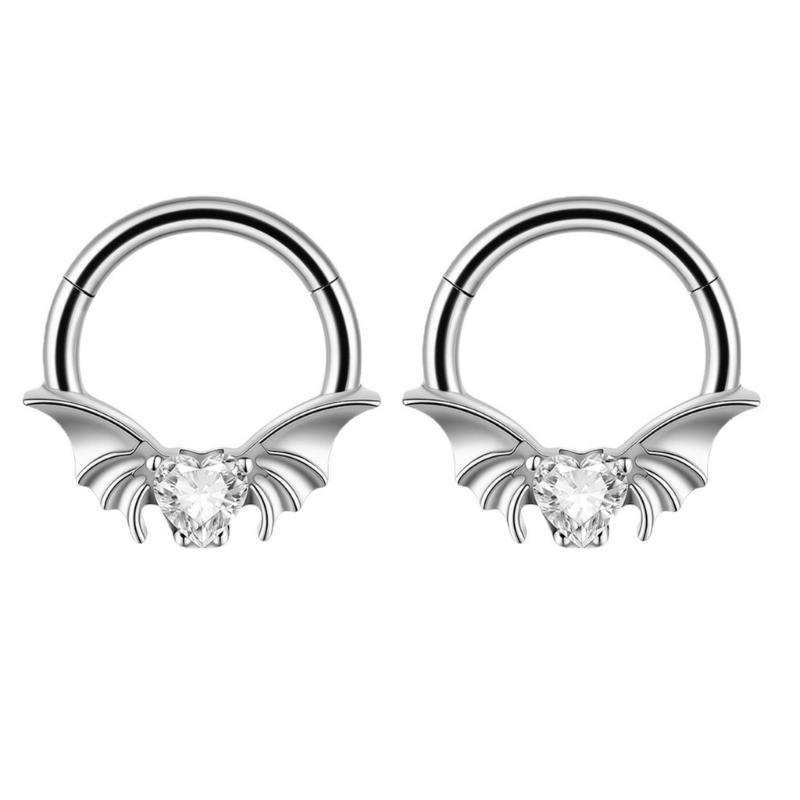 Pack of 2 Unique Geometric Shape Nose Rings Body Piercing Jewelry Seamless Design Metal Texture Polished Finish