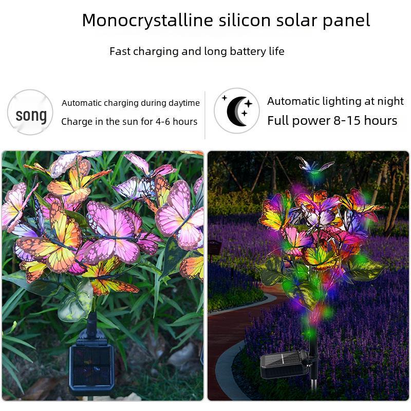 Solar LED Butterfly Flower Garden Light Outdoor Decorative Lamp