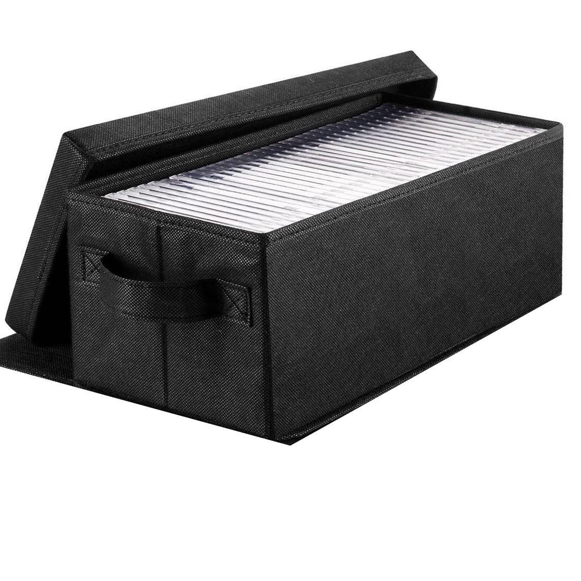 Foldable Non Woven Fabric Storage Box with Lid for CD DVD Disc Organizer чёрный 6780₽