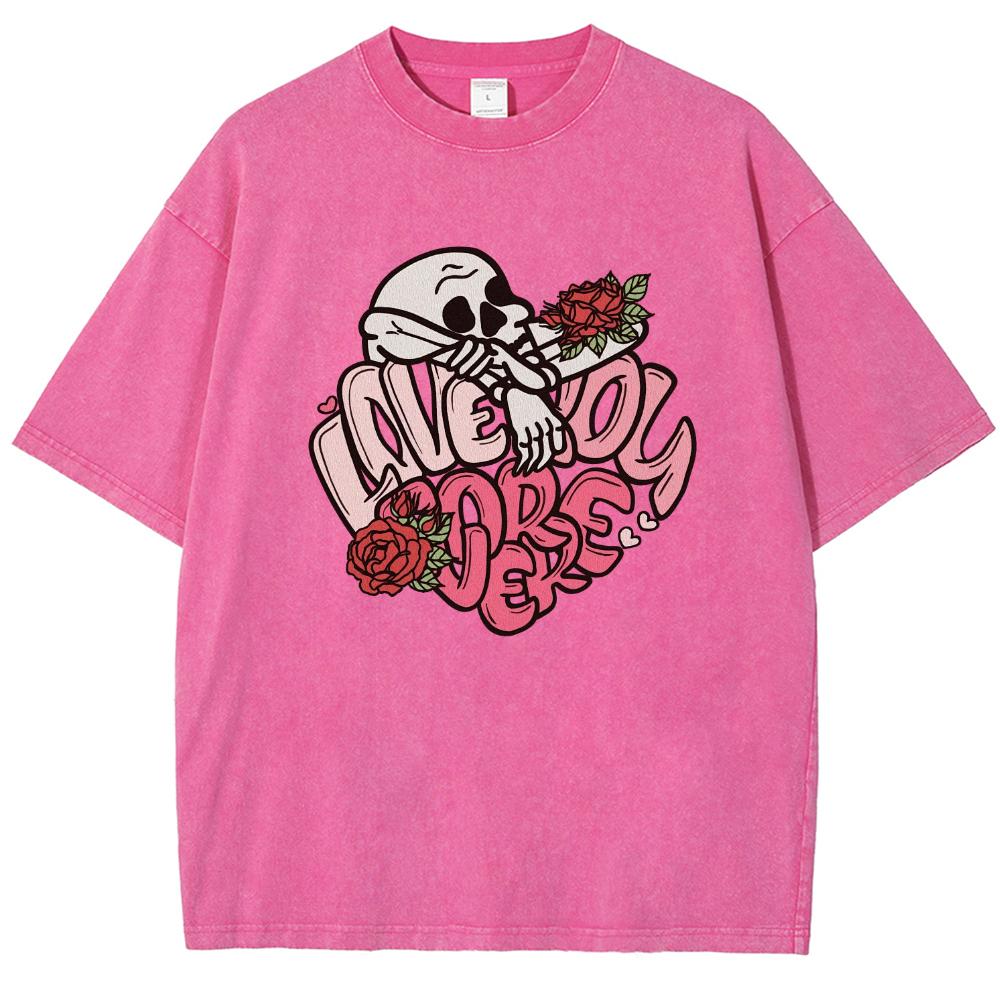 Unisex T-shirts Skull Letters Prints Washed Denim Loose Short Sleeves Simple Casual Design Clothes Summer