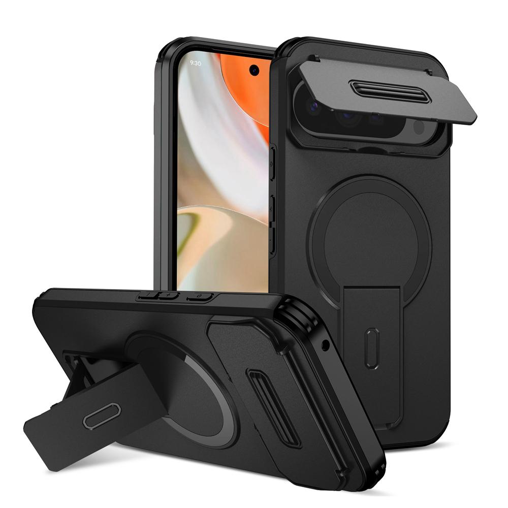 KEYSION Shockproof Magnetic Case for Google Pixel 9 10 Pro XL Slide Camera Protection Kickstand Phone Cover for Google Pixel 9A