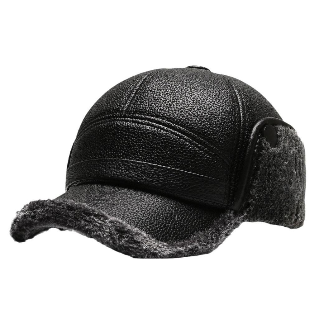 Pu hat male winter father grandfather thermal hat thickened thermal leather hat old man ear protection cap