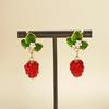 Sweet Cute 3D Resin Raspberry Drop Earrings for Women Enamel Green Leaves Red Strawberry Earring Girls Daily Wear Jewelry Gift