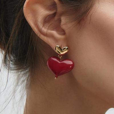Personalized Retro Red Love Earrings