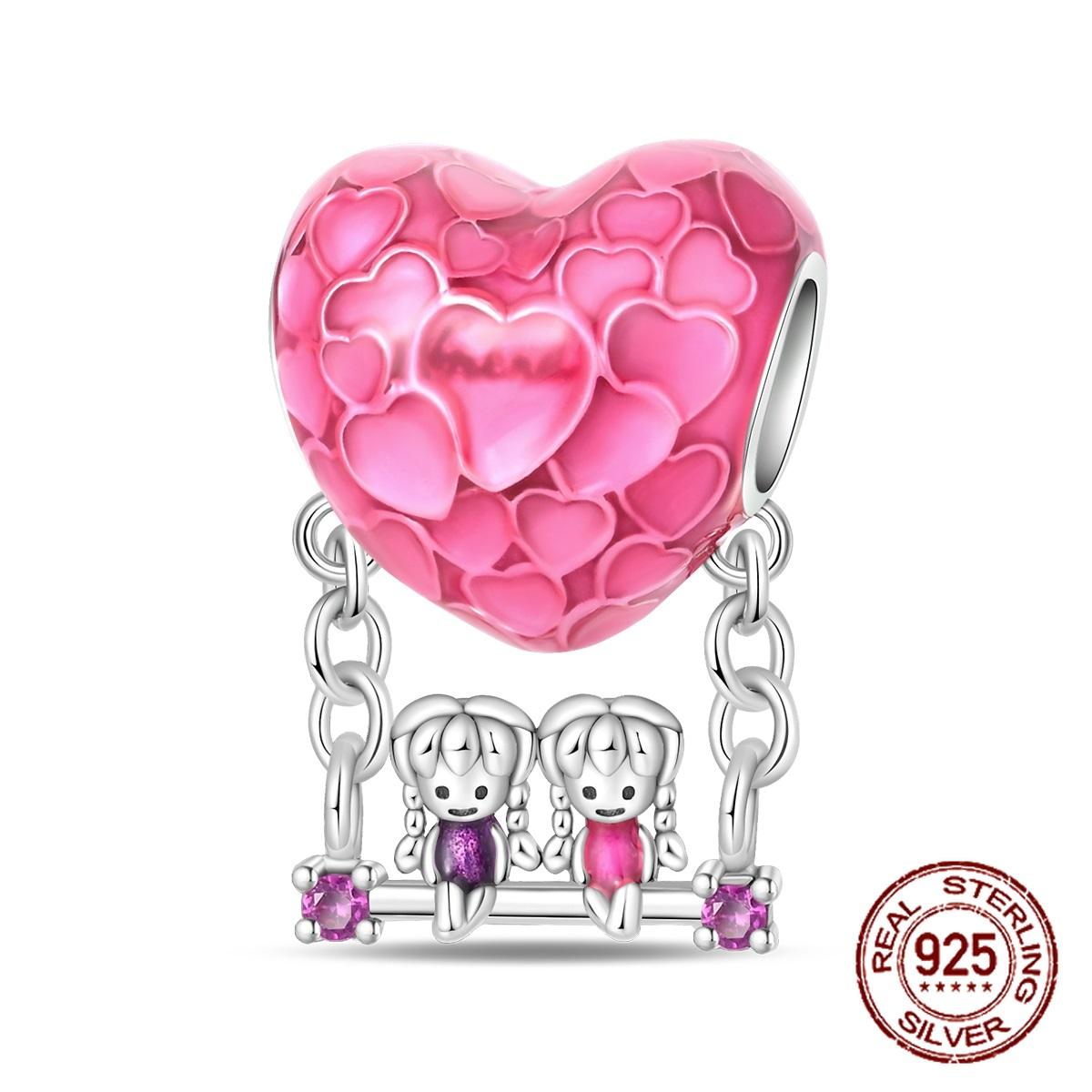 

Двусторонний шарм-сердце Сестры , медный Древо жизни , семейная подвеска-шарм, подходит для браслета, ожерелья, DIY-украшение