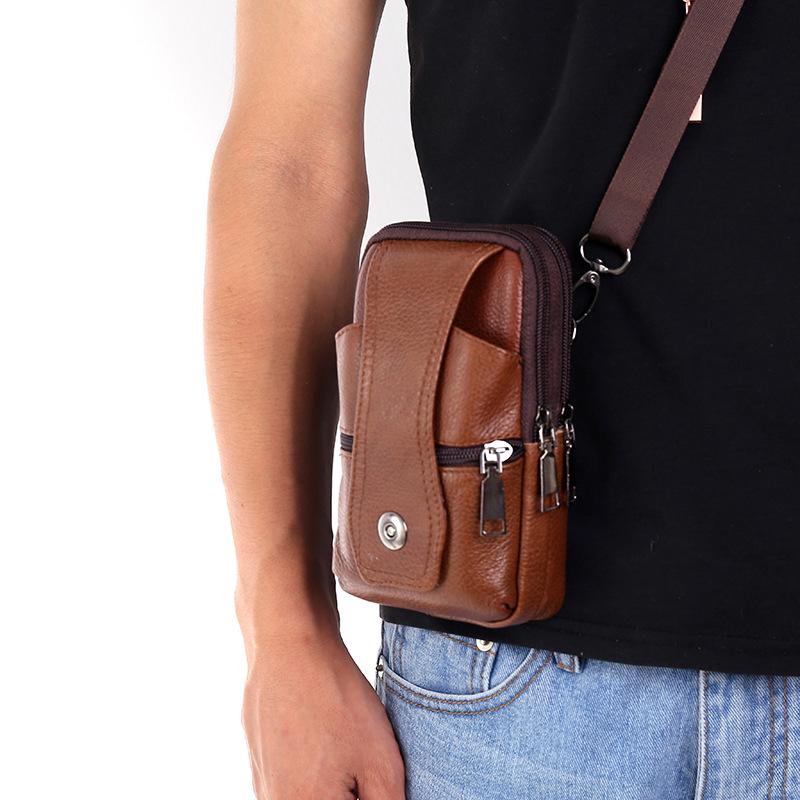 Genuine Leather Men's Multifunctional Phone Waist Bag