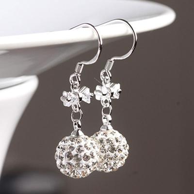 Brincos de Shambhala da moda Brincos femininos banhados a prata Brincos de borla de comprimento médio Exagerados Brincos de bola totalmente joia Super Fairy