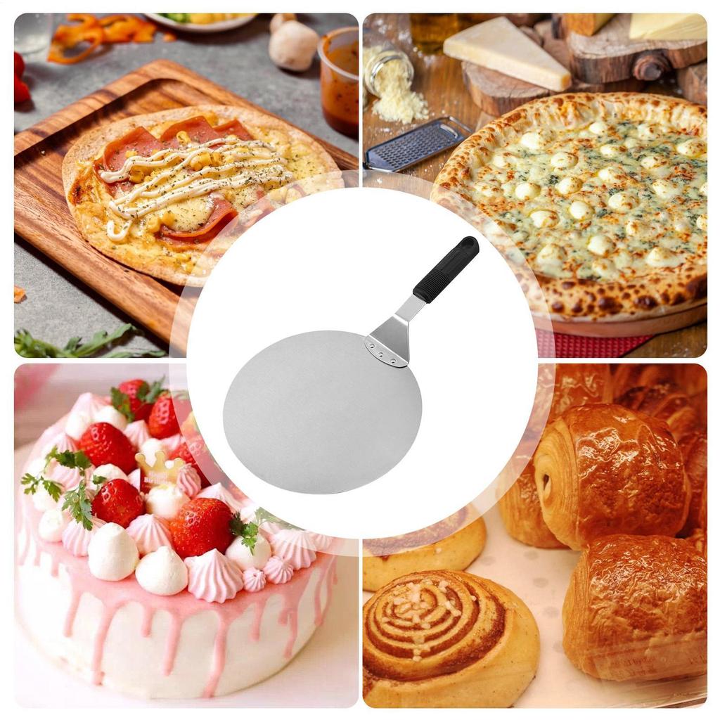10/12inch Stainless Steel Pizza Peel Pastry Tools Round Anti-scalding Pan Bakeware Maker for Kitchen Restaurant Cooking Serving