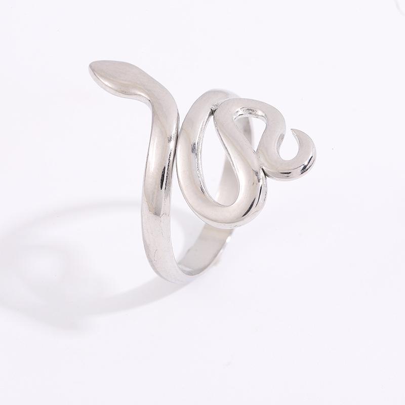 Women's Snake-Shaped Open Ring: Titanium Steel Design for a Unique Style
