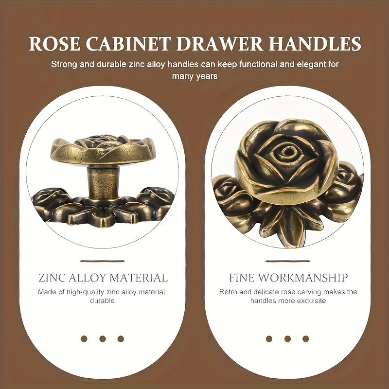 Zinc Alloy Rose Cabinet Handles 8pcs - 4.051.73 Inches Antique Bronze with Back Plate, Elegant Pulls for Dresser, Drawer, Cabinet & Mounting Screws