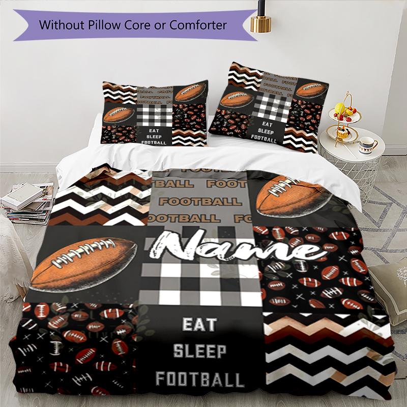 3pcs Custom Name American Football Bedding Set Duvet Cover Closure Includes 1 Duvet Cover & 2 Pillowcases, Soft and Comfortable for All Seasons.