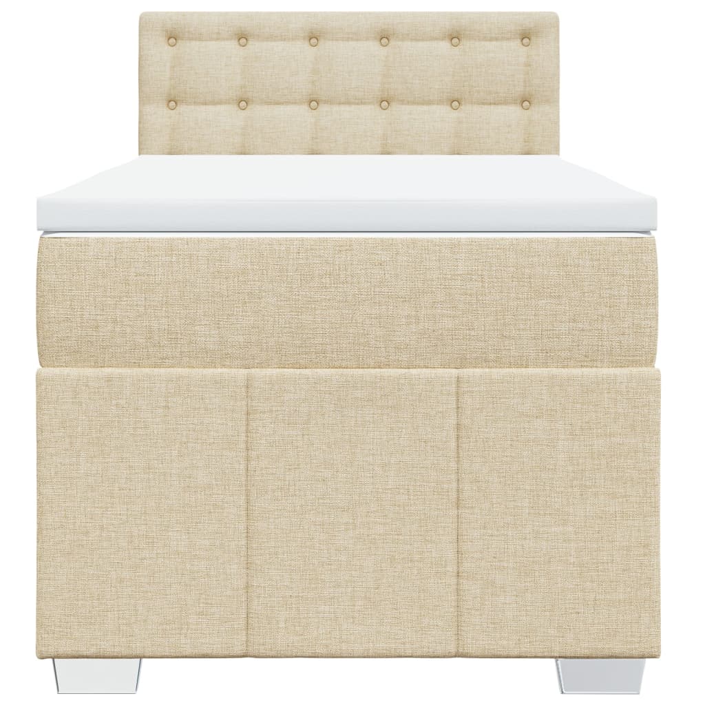 Box Spring Bed with Mattress Cream 100x200 cm Fabric