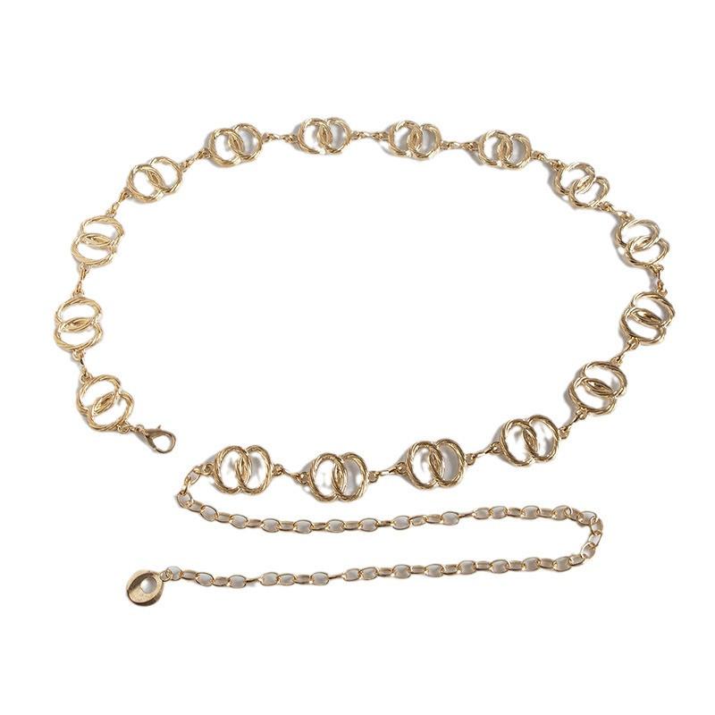 Double Women Metal Ring Waist Chain Summer Stylish Jewelry Chain Accessory