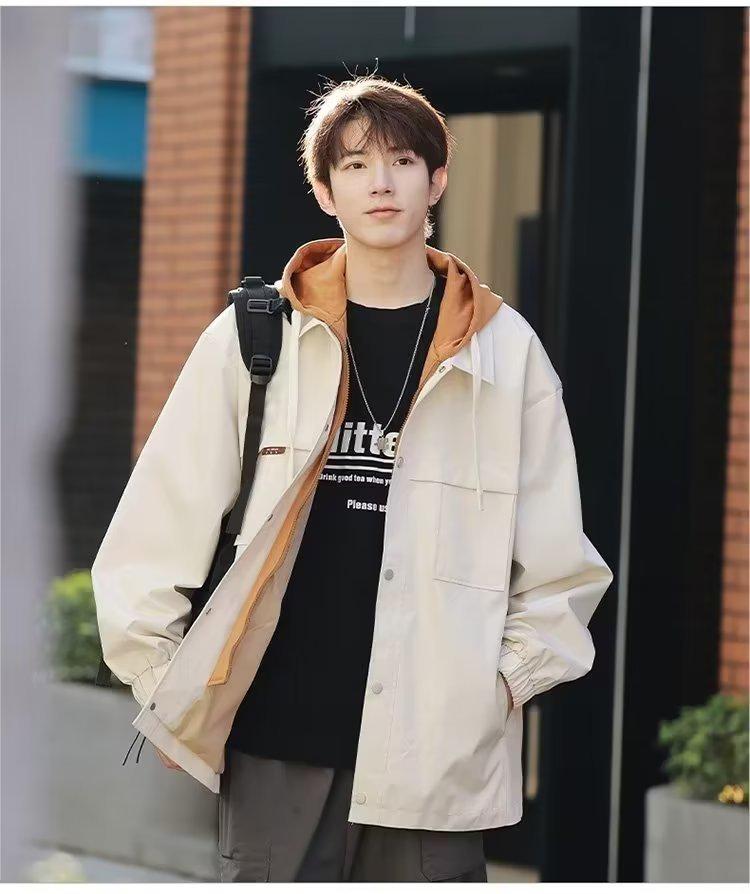 

Мужская куртка-двойка с капюшоном в корейском стиле — модная универсальная одежда для активного отдыха на весну и осень 4XL