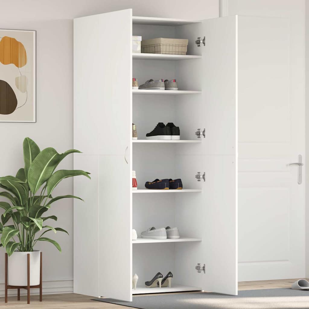 Shoe Cabinet with Shelf White 80 X 35.5 X 180 Cm Particleboard