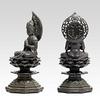 15cm Seishi Bodhisattva Buddha Statue (Antique Bronze) by Sculptor: Makita Shuun. Original model (born in the Year of the Horse). Zodiac guardian deit