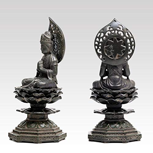 15cm Seishi Bodhisattva Buddha Statue (Antique Bronze) by Sculptor: Makita Shuun. Original model (born in the Year of the Horse). Zodiac guardian deit