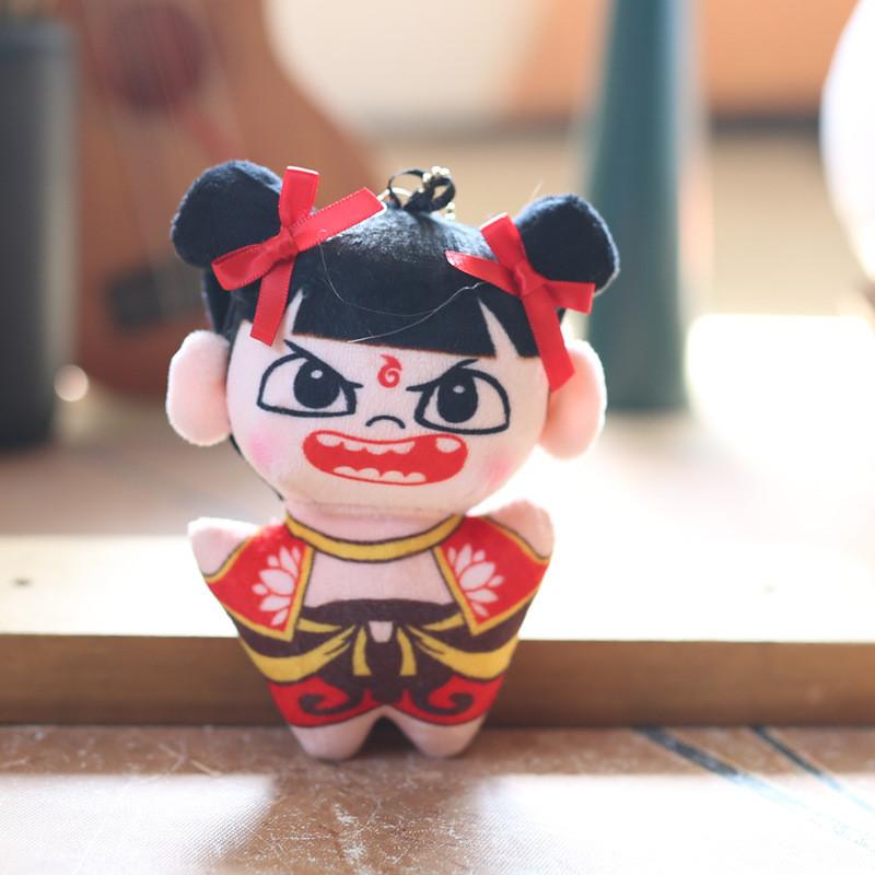 Nezha Short Cute Plush Stuffed Doll Keychain Pp Cotton Fill Backpack Decor