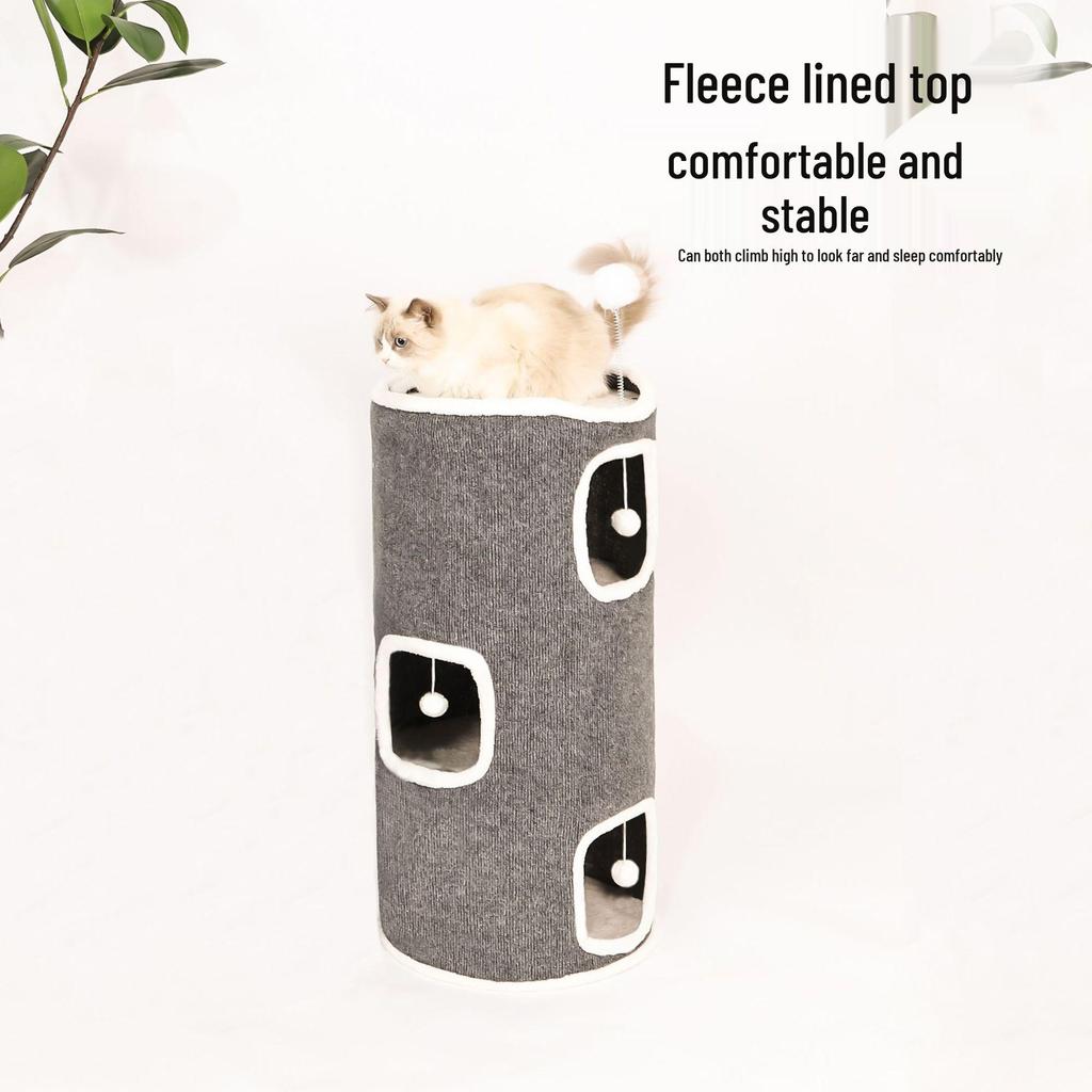 Winter Cat Bed & Scratching Post: Warm, Durable Felt, Removable, Washable, Integrated Cat Tree