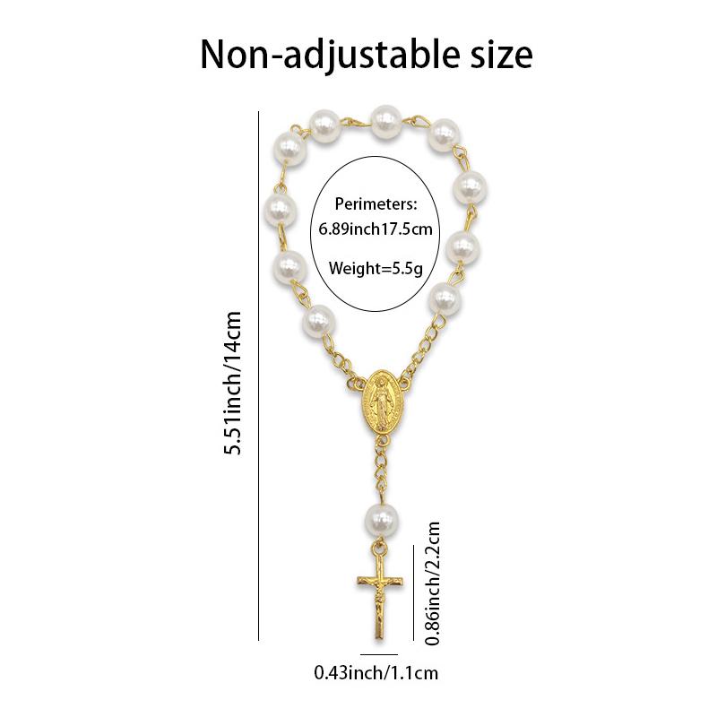 Religious Rosary Bracelet For Women Fashion Cross Charm Glass Beaded Chain Bracelet Men Prayer Party Jewelry Gift