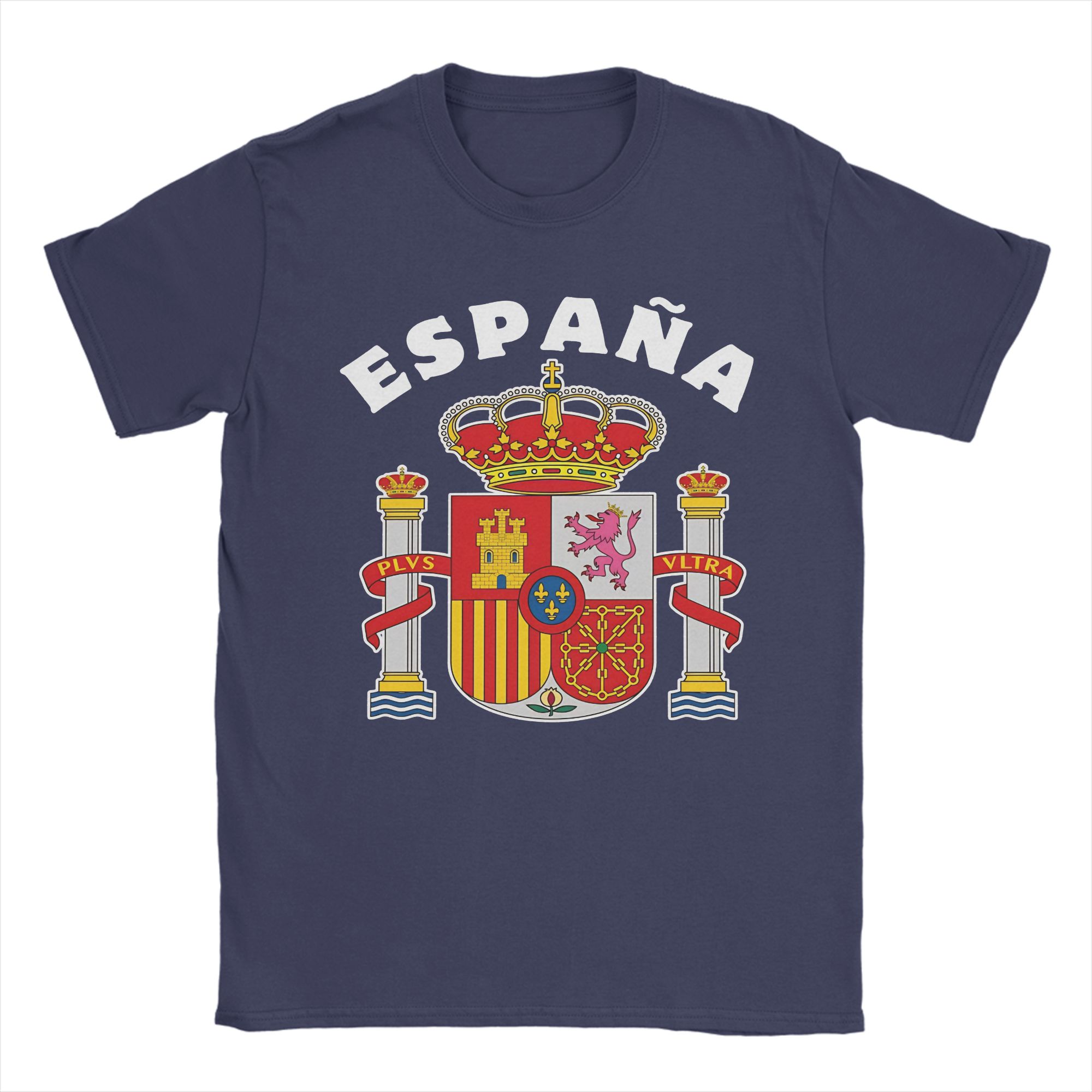 

Men National Emblem Seal Symbol Coat of Arms of Spain T Shirt Pure Cotton Tops Short Sleeve Round Collar Tees Big Size TShirt 4XL